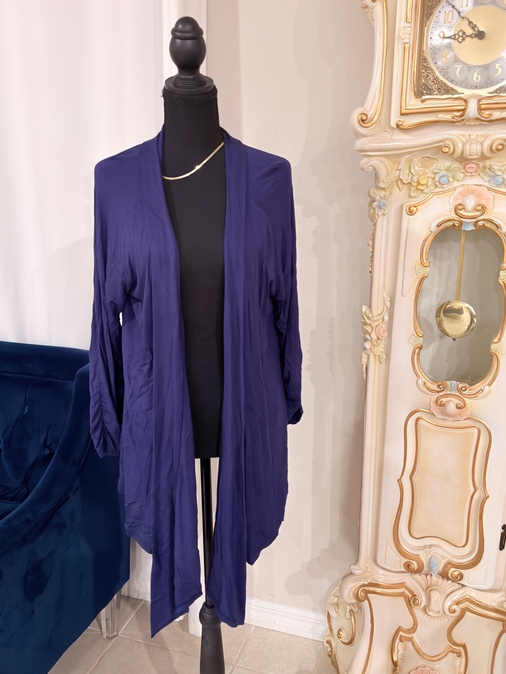 Women's Open-Front Navy Sweater Cardigan
